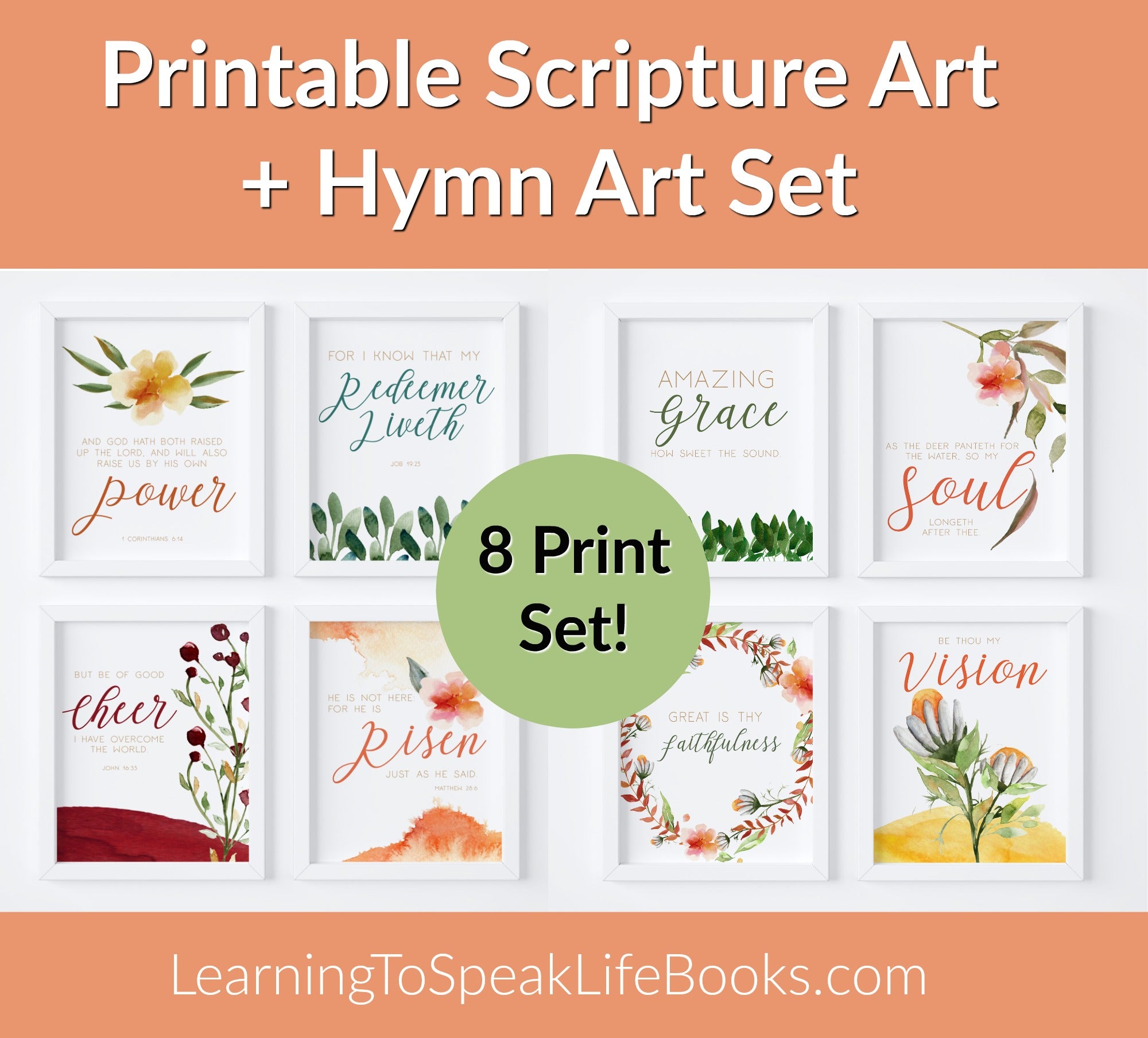 [Printable] Easter-Themed Scripture + Hymn Art Set